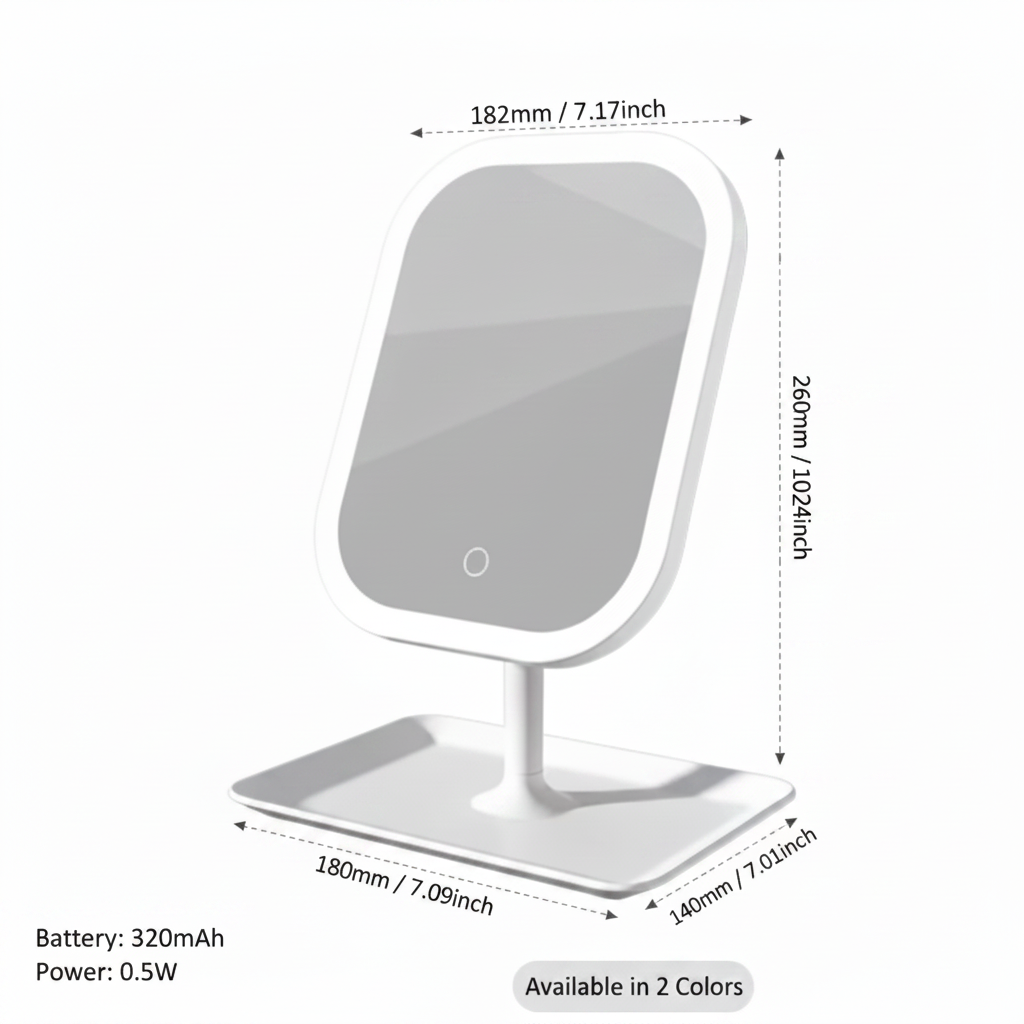LED Vanity Mirror with Dimensions
